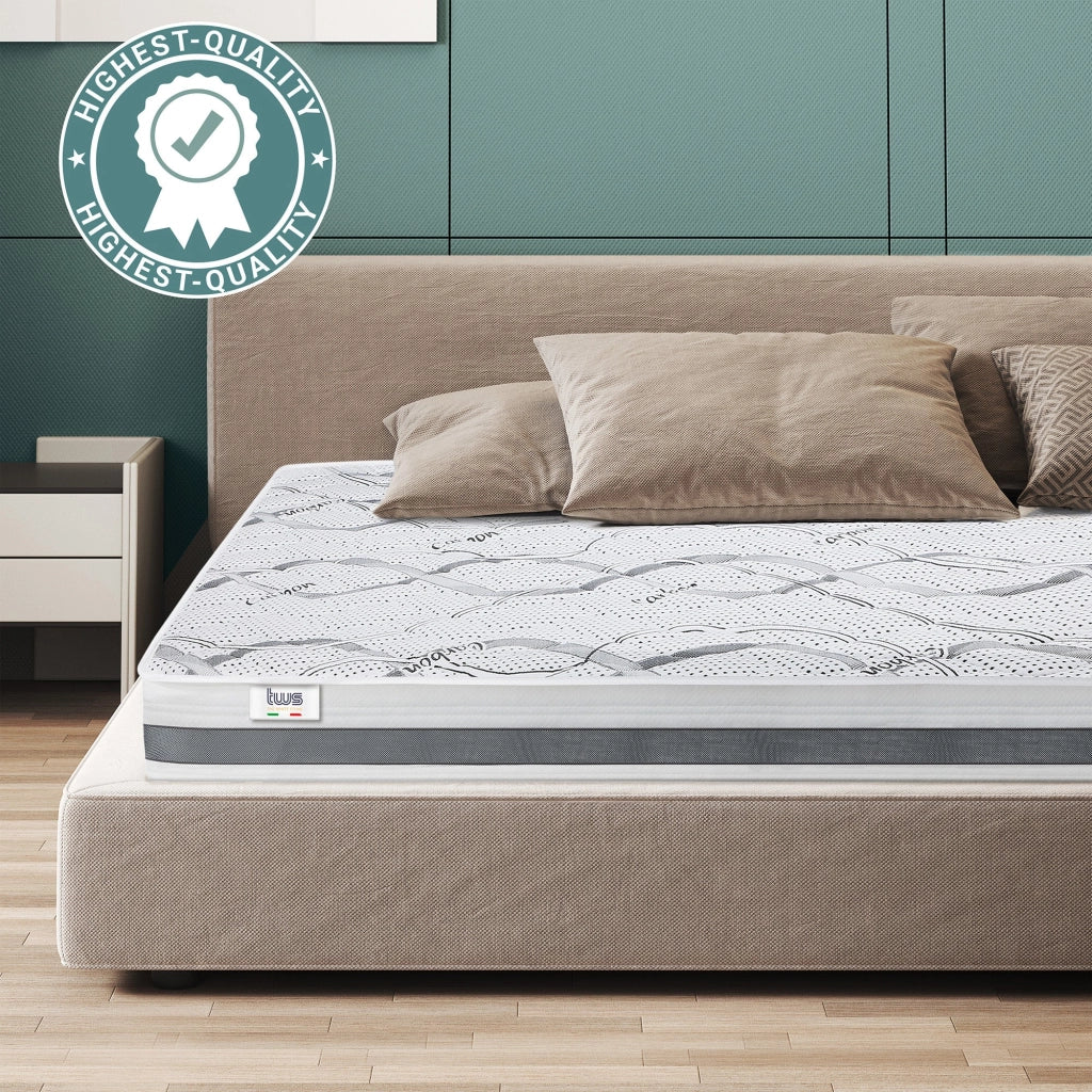Materasso Singolo 90x220 cm a Media Rigidita' | Altezza 16 cm | Tessuto Anallergico e Traspirante | Proprieta' Ortopediche e Automodellanti | Prodotto in Italia