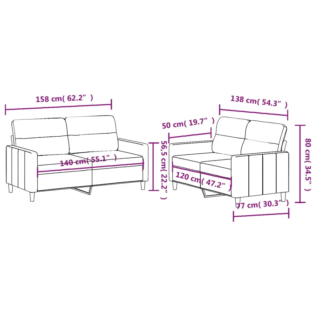 Set di Divani 2 pz con Cuscini Marrone in Tessuto 3201571