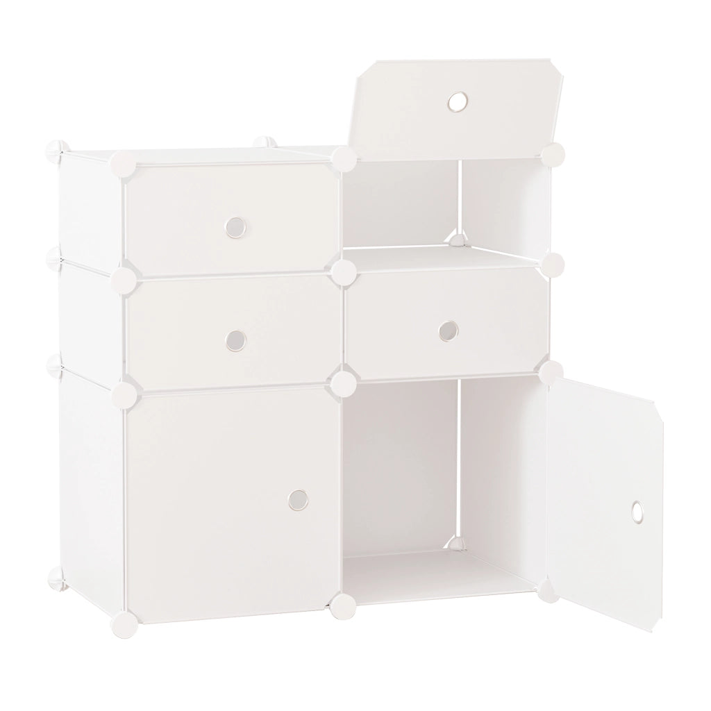 Armadio modulare in plastica con ante ¨C Xylo ¨C 6 cubi bianco