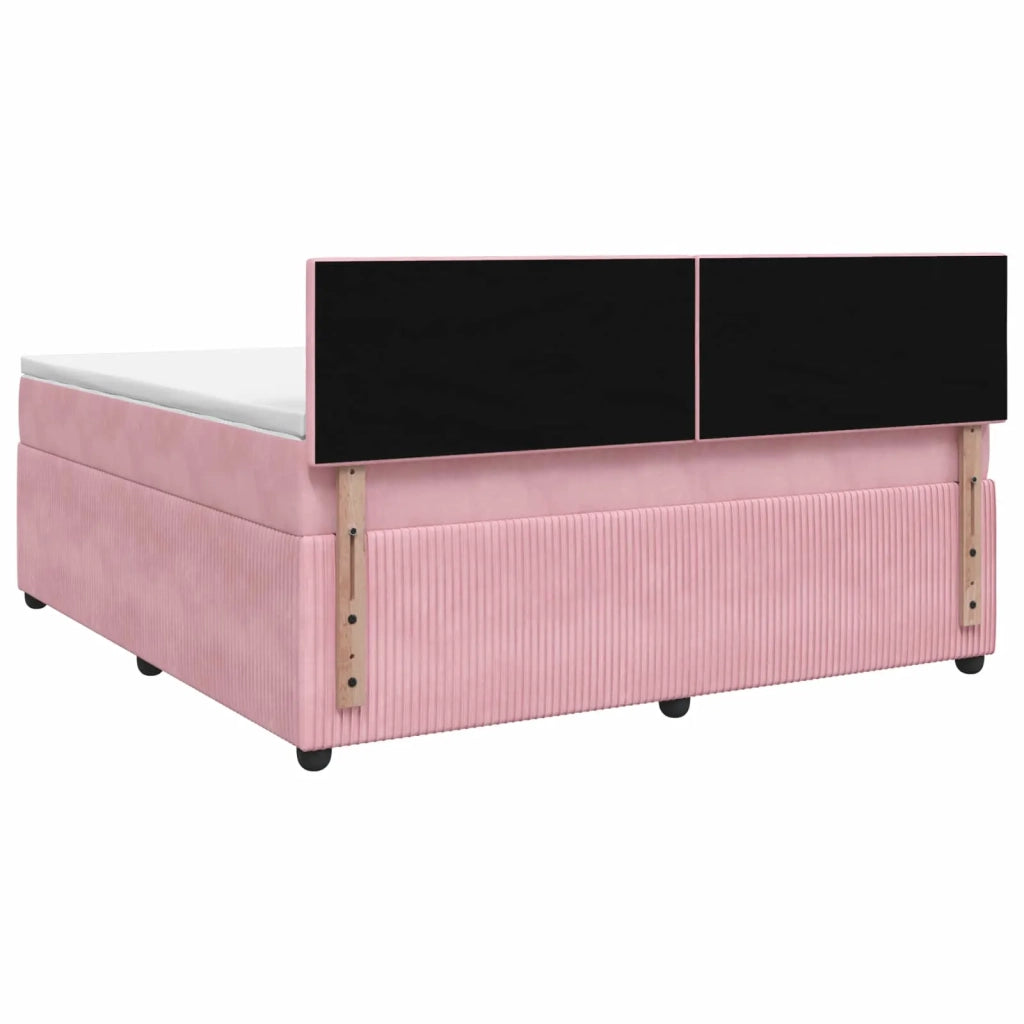 Letto box spring con materasso Rosa 160 x 200 cm Velluto 3451714