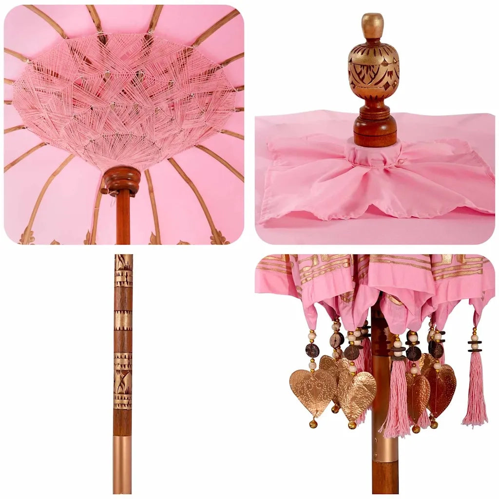 Parasol Balinese 260 Rosa 180-190 cm Cotone e legno massello 3356904