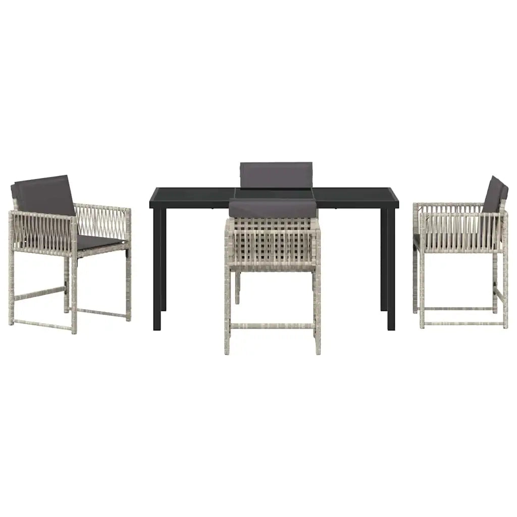 Set da Pranzo per Giardino 5 pcs Grigio chiaro polyrattan 3380762