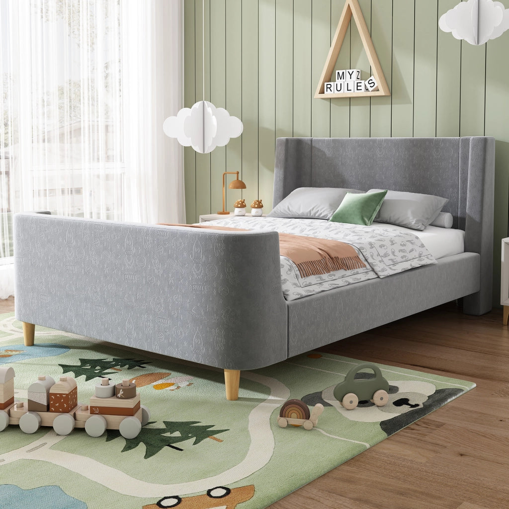 letto singolo velluto grigio 90 x 200 cm