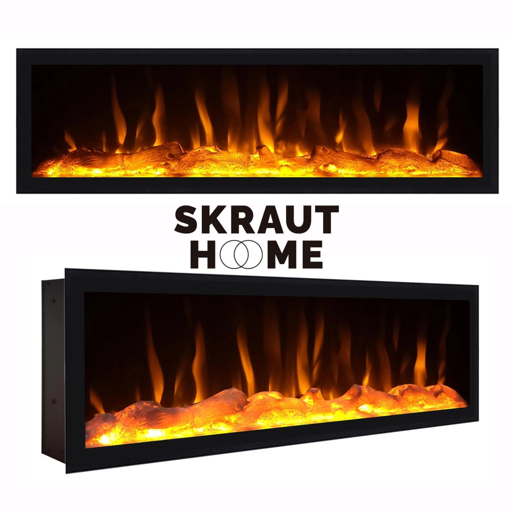 Mobile TV Soggiorno, 208x35x45cm, Per TV fino a 80", Camino elettrico XXL, da appendere, colore Rovere e nero RF3270