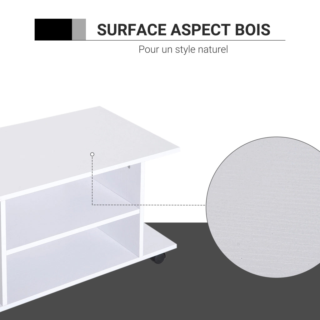 Mobile TV con ruote ¨C Minimal ¨C Bianco 80x40x40