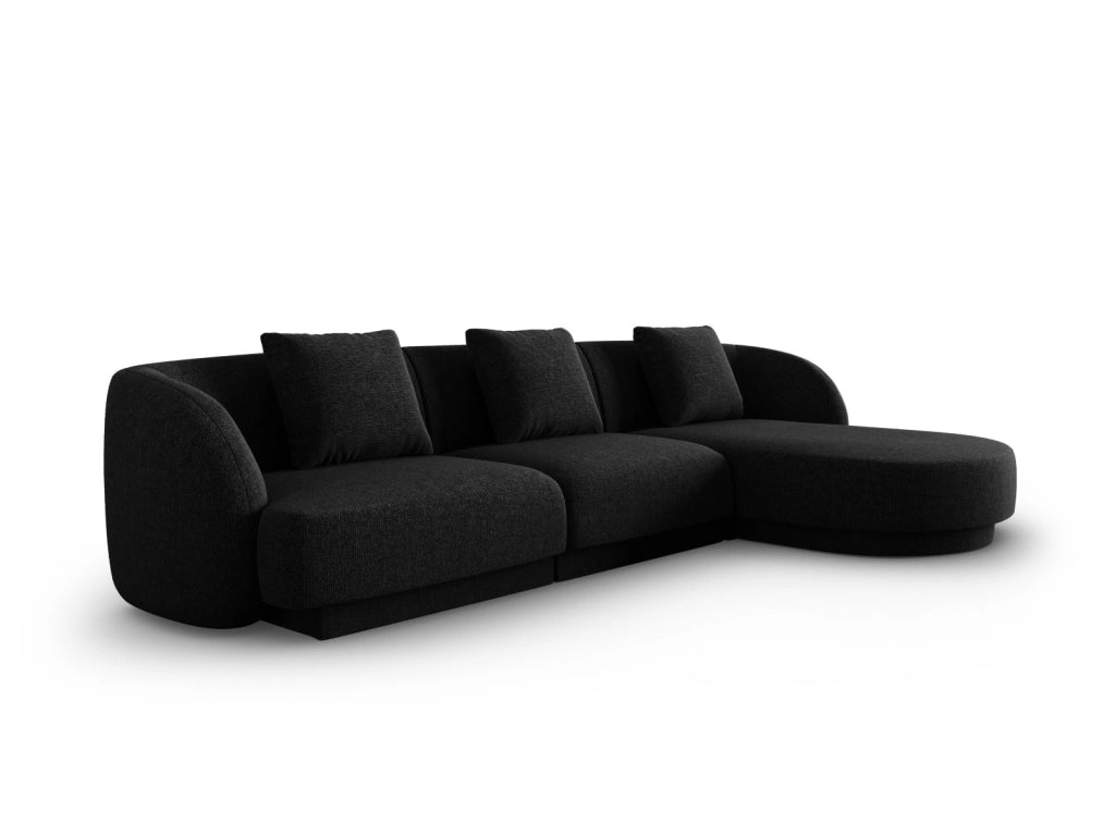 Cosmopolitan Design - Divano angolare destro "Tulum" 4 posti in ciniglia nero 