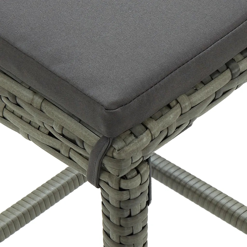 Set Bar da Giardino 3 pz con Cuscini Grigio 3067948