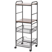 Tavolino con cestini e ripiani ¨C zephmum ¨C nero e noce 40x38x111 cm