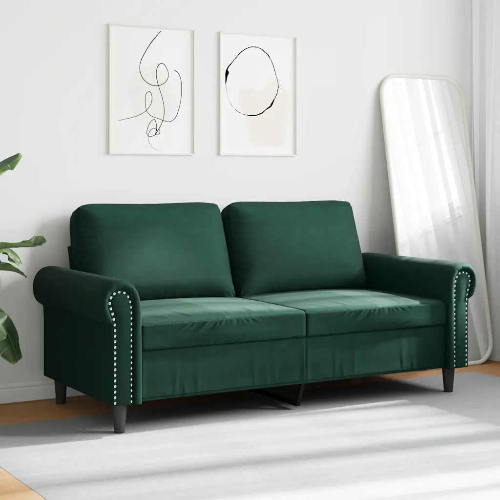 Divano a 2 Posti-Sofa 2 Posti Verde Scuro 140 cm in Velluto 631350