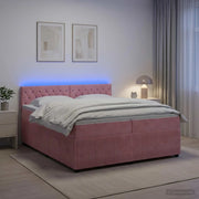 Letto box spring con materasso Rosa 200 x 200 cm Velluto 3453208