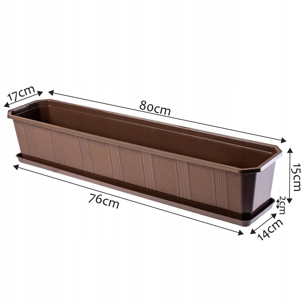 Vaso da fiori per balcone KADAX da 80 cm con supporto e manici