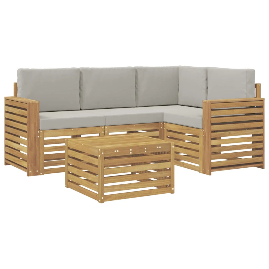Set di divani da esterno 5 pcs Bianco e Grigio Chiaro 3391801