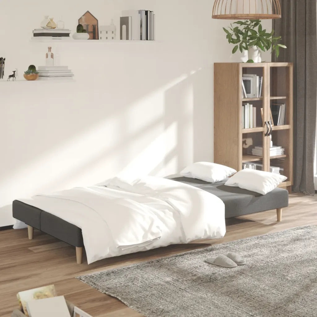 Divano Letto a 2 Posti Grigio Chiaro in Tessuto 375723