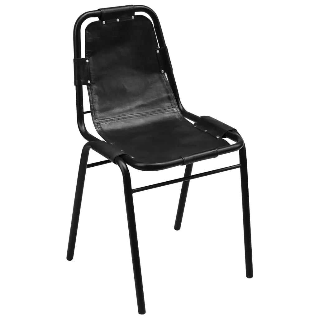 Sedie da Pranzo 2 pz Nere in Vera Pelle 243721