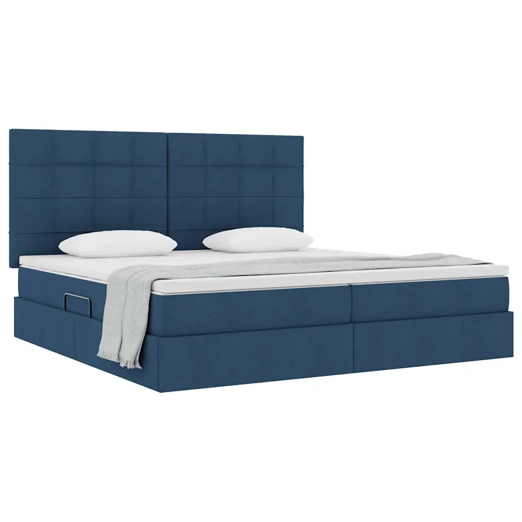 Letto con contenitore e materasso Blu 200 x 200 cm Poliestere