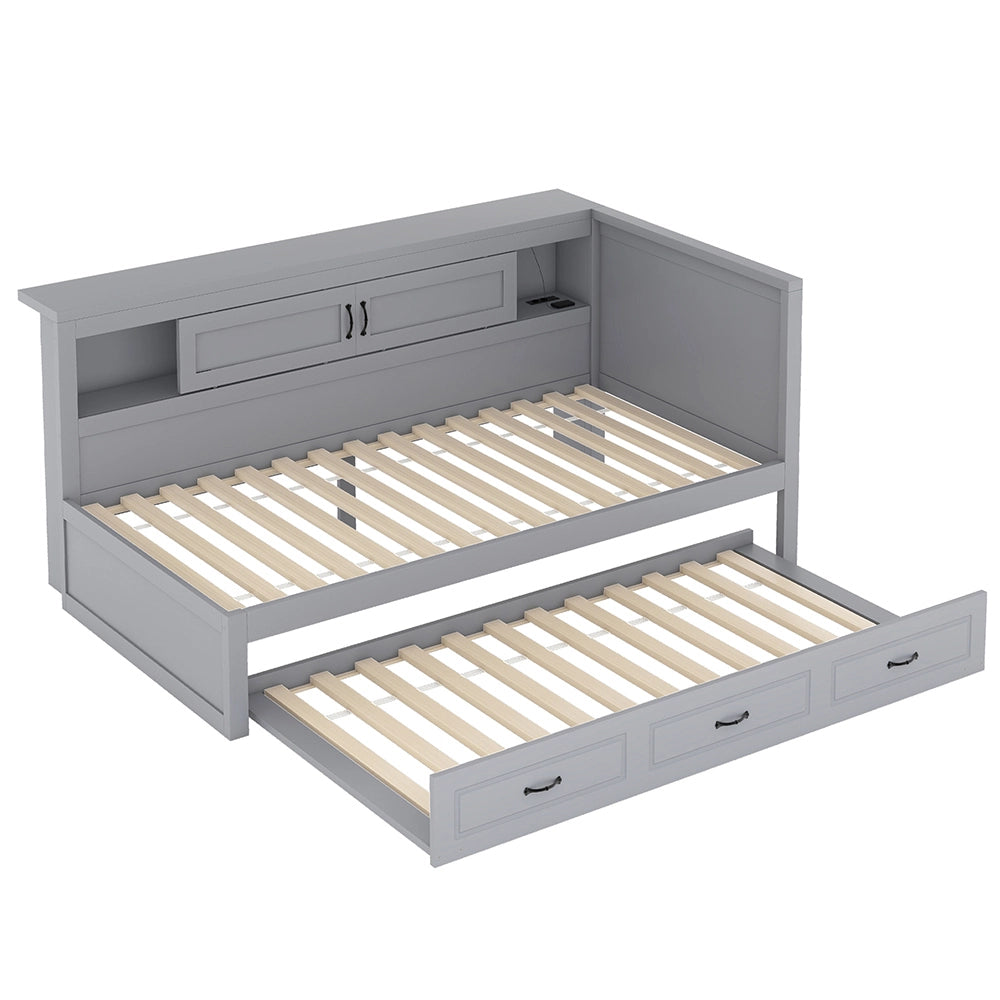Divano letto daybed - Xylo - 90x200 cm LED USB contenitore grigio