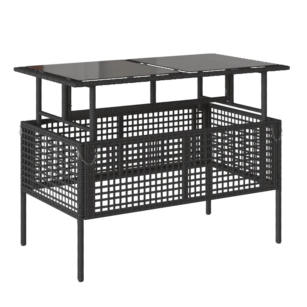 Set Divani da Giardino 4 pz con Cuscini Nero Polyrattan Vetro 368134