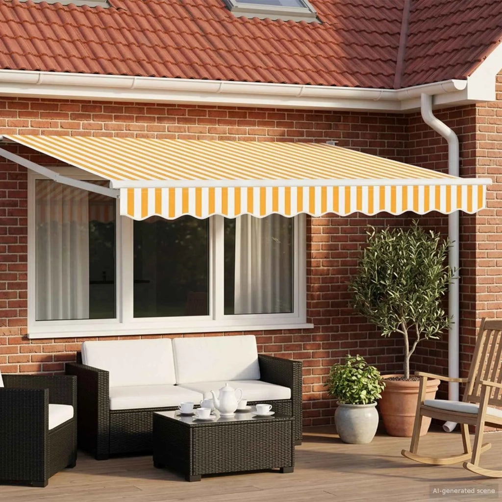 Tenda retrattile manuale con LED Giallo e Bianco 3,5 x 2 m 3419210