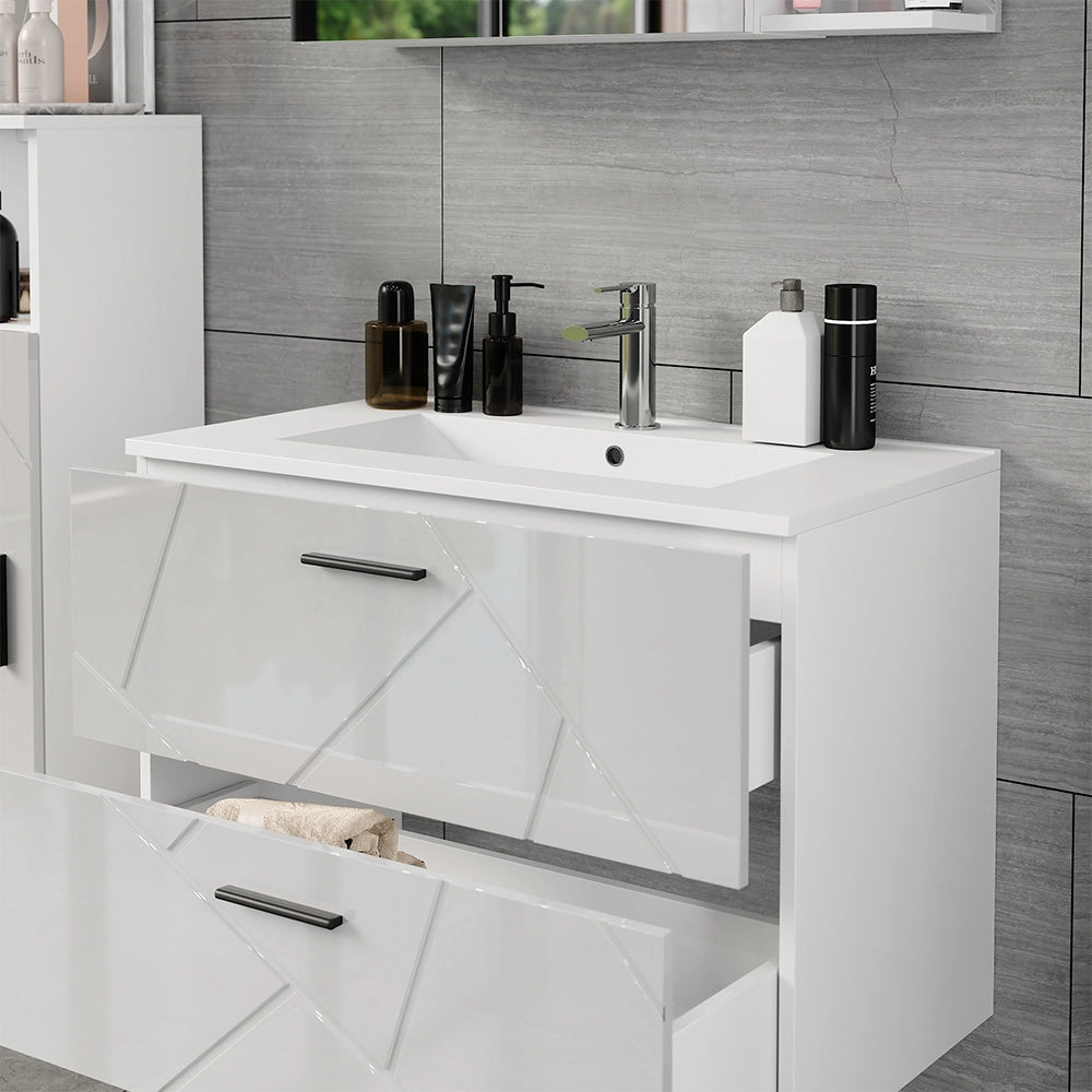 Vicco Set di mobili da bagno Bianco/bianco lucido 2 parti