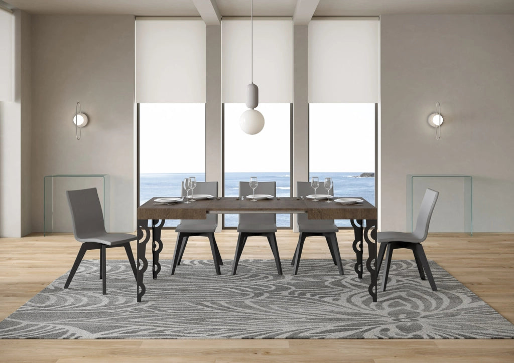 Tavolo allungabile 80x120/204 cm Karayan Noce telaio Antracite