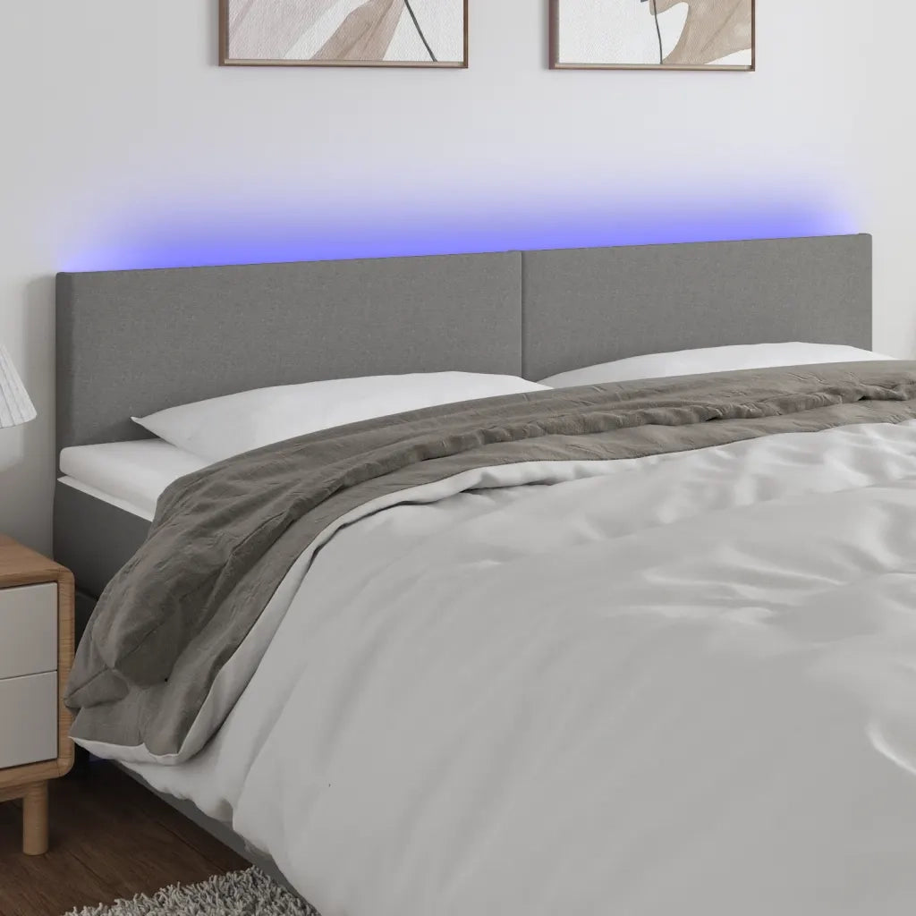 Testiera a LED-Testata con LED Grigio Scuro 160x5x78/88 cm in Tessuto 446555