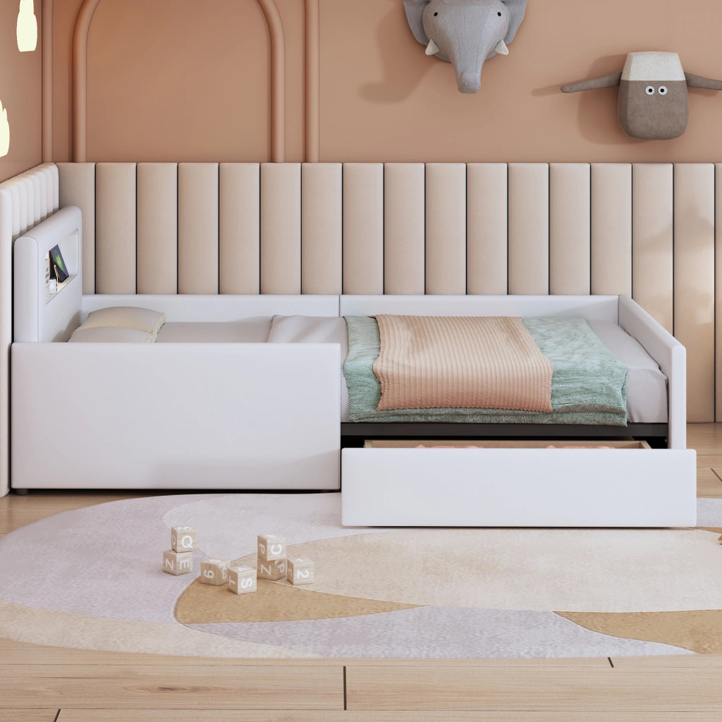 letto imbottito ecopelle bianco 90 x 200 cm