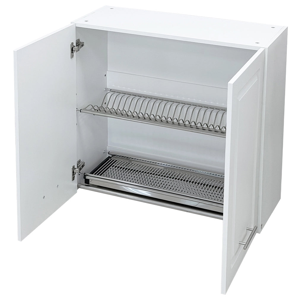 Pensile da Cucina Scolapiatti Sistema Raccogli Gocce Mobile Boiserie Bianco