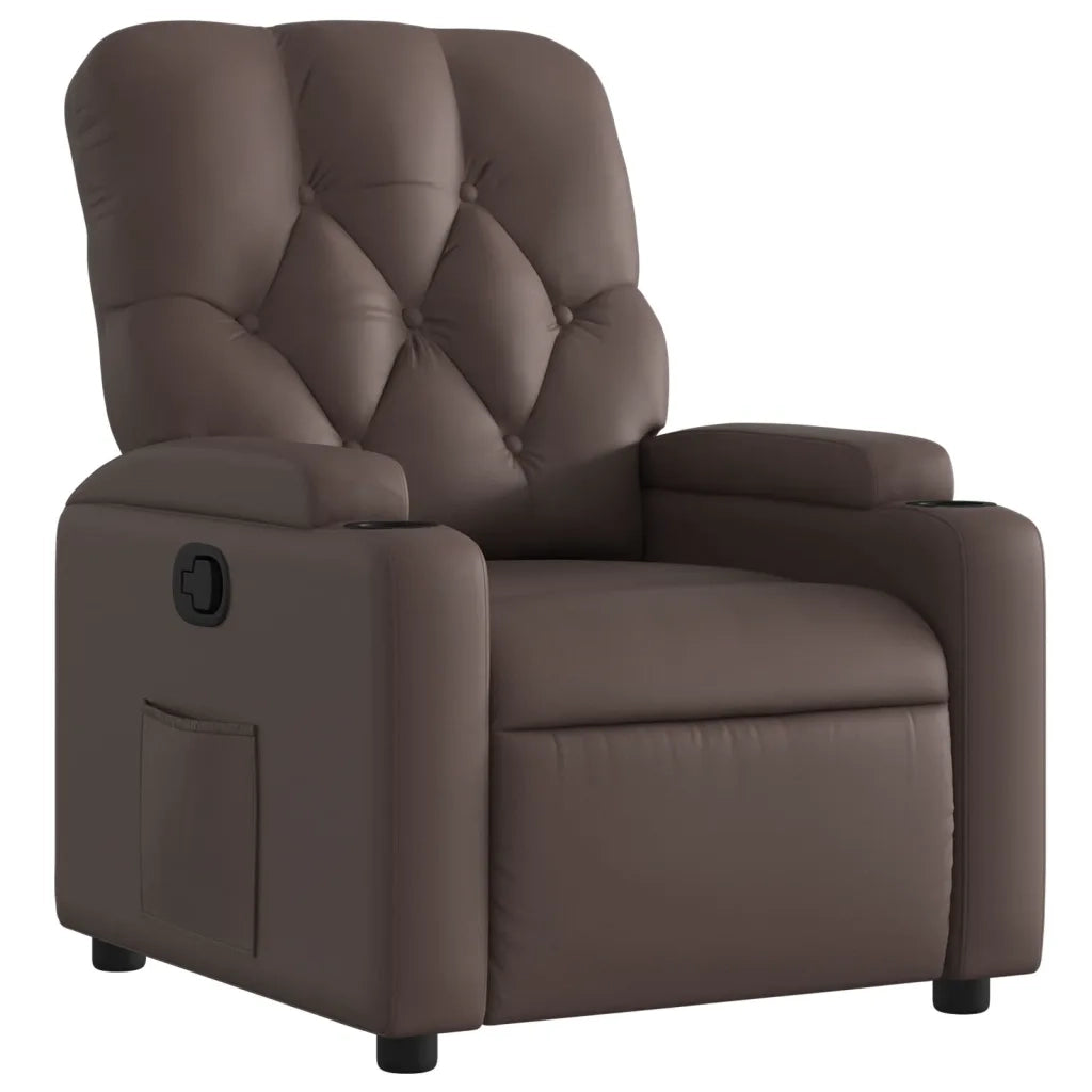 Poltrona | Sedia Relax Reclinabile Marrone in Similpelle
