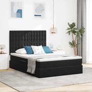 Letto con contenitore e LED con led Nero 140 x 190 cm Velluto