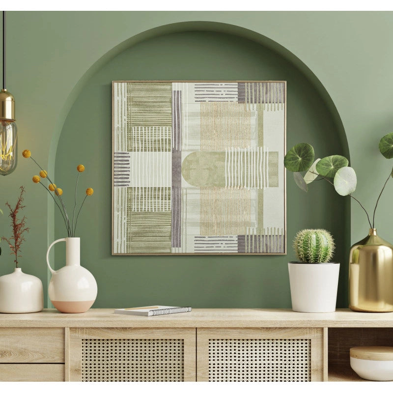 Stampa Dipinta Su Tela Lignes Con Cornice -a- cm 60x3x60