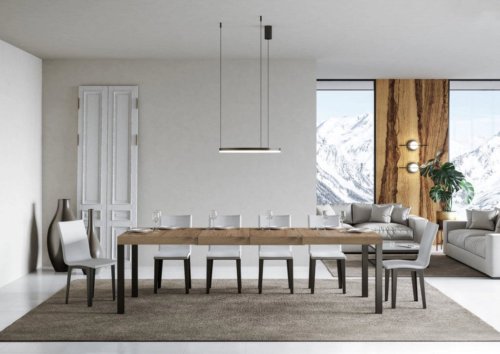 Tavolo allungabile 90x180/284 cm EveryX Premium Quercia Natura telaio Antracite