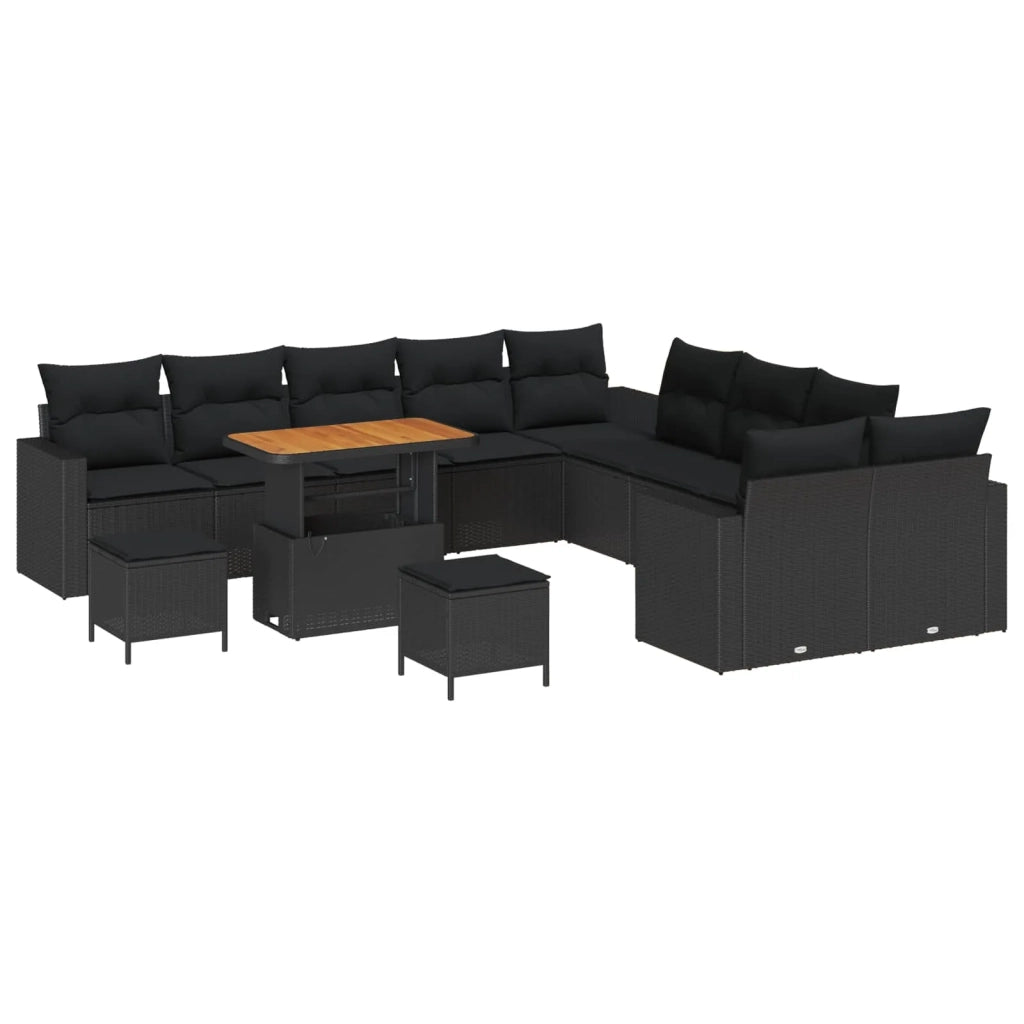 Set Divano da Giardino 13 pcs Nero polyrattan 3361674