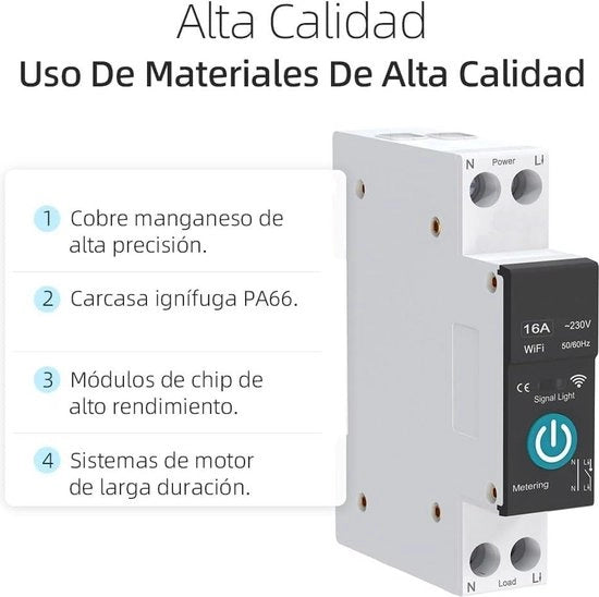 Interruttore a Scheda Breaker a Controllo Remoto per Rail DIN35 - Timer di Conteggio con Funzione di Clessidra - Funzione di Tempo Bianca - Adatto per Smart Home - 32A.