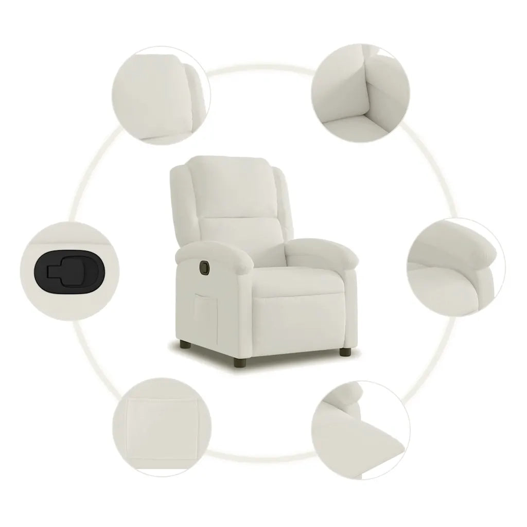 Poltrona | Sedia Relax reclinabile in velluto crema