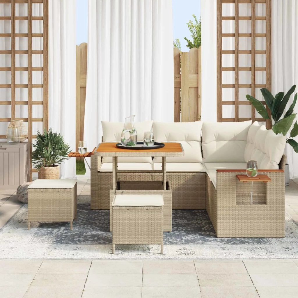 Set Divano da Giardino 8 pcs Beige polyrattan 3363041