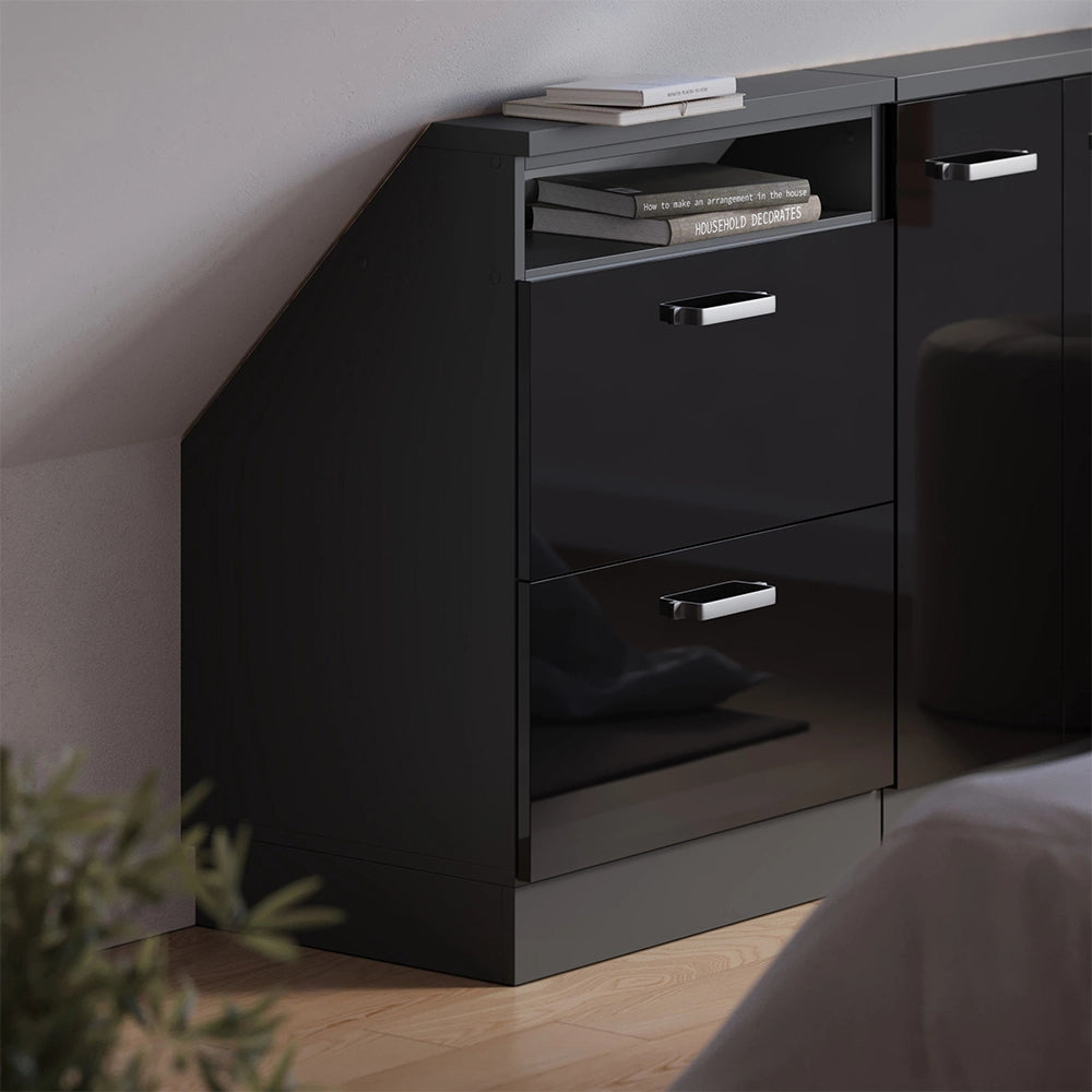 Mobile sottotetto Rion Nero lucido/Antracite con 2 cassetti Vicco