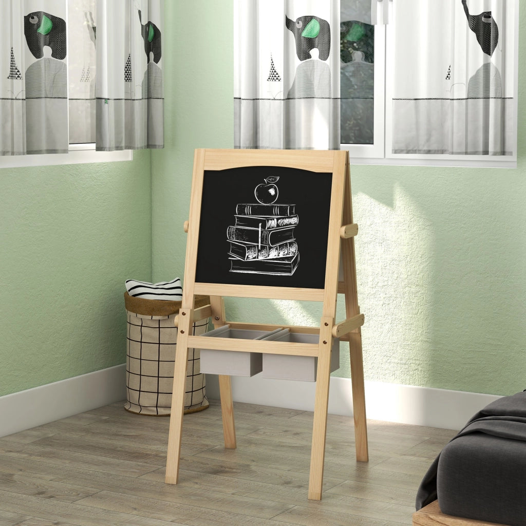 Lavagna Bambini con Cavalletto 3 in 1 e Cestini ¨C zephmum ¨C 58x50.5x109cm Legno