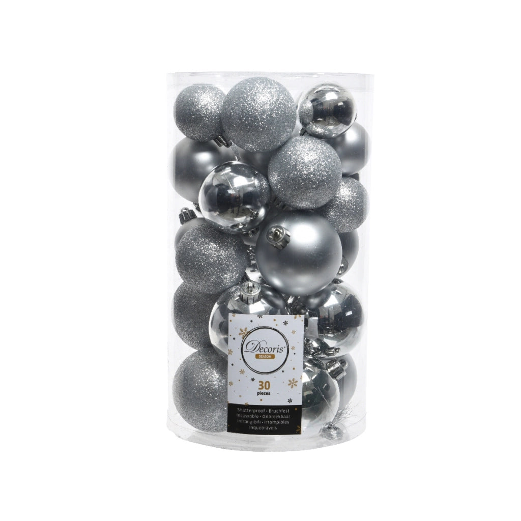 Confezione 30 palline assortite color argento Kaemingk
