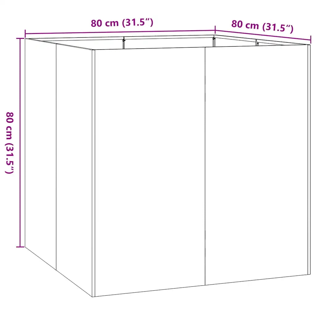 Fioriera-Vaso-Contenitore per Piante Verde Oliva 80x80x80 cm in Acciaio