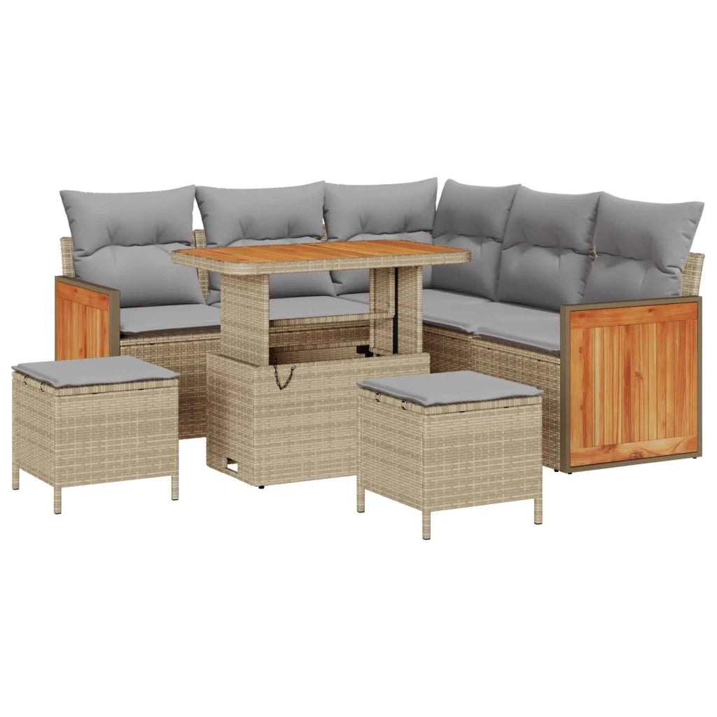 Set Divano da Giardino con cuscino 8 pcs Beige e Grigio Chiaro 3363177