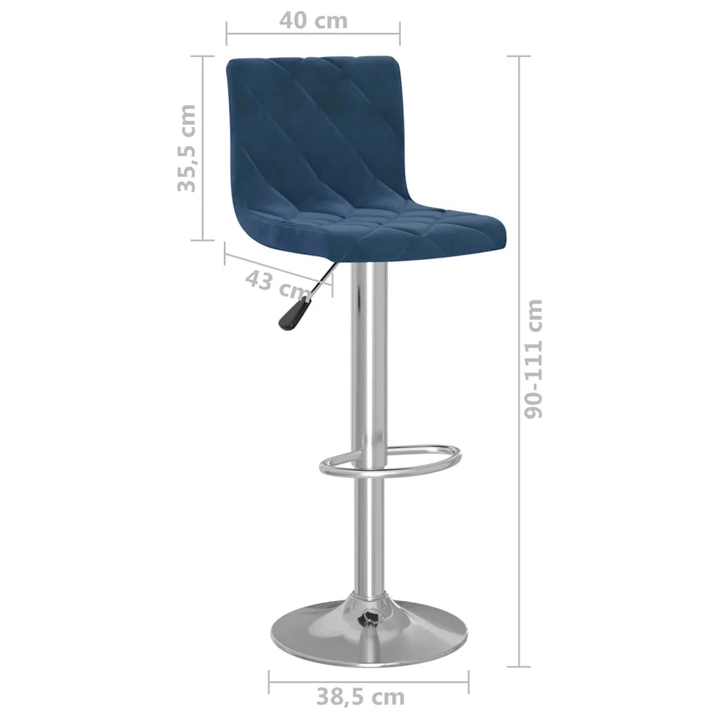 Sgabelli da Bar 2 pz Blu in Velluto 333691