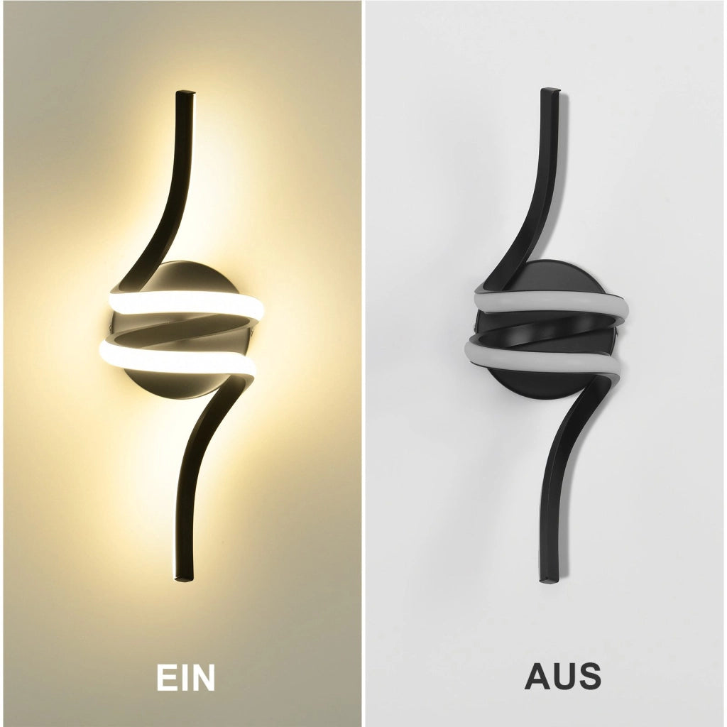 ZMH Applique moderna a LED nera per interni 7W bianco caldo per scale e corridoio