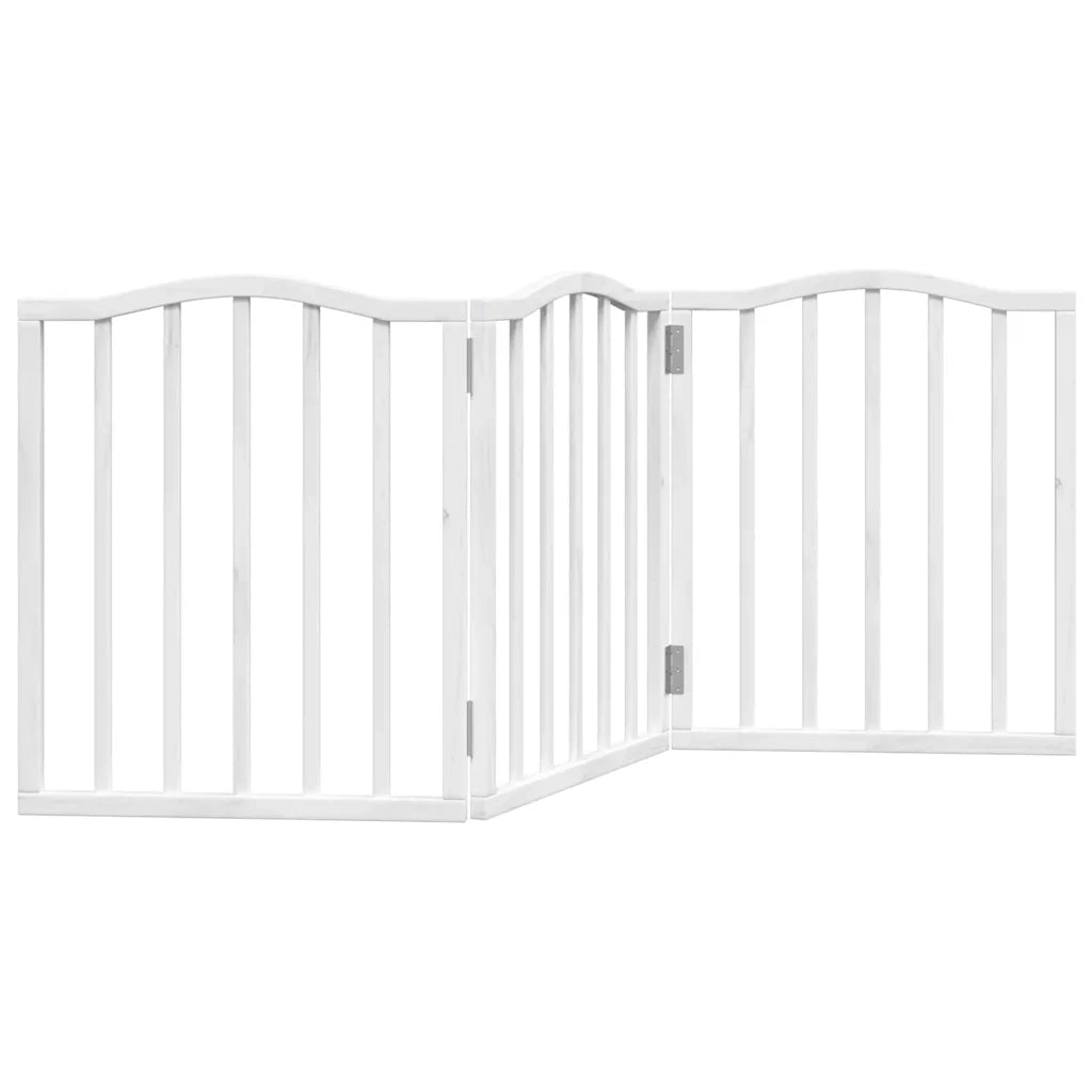 Cancello per Cani Pieghevole 3 Pannelli Bianco 150 cm Pioppo 352212