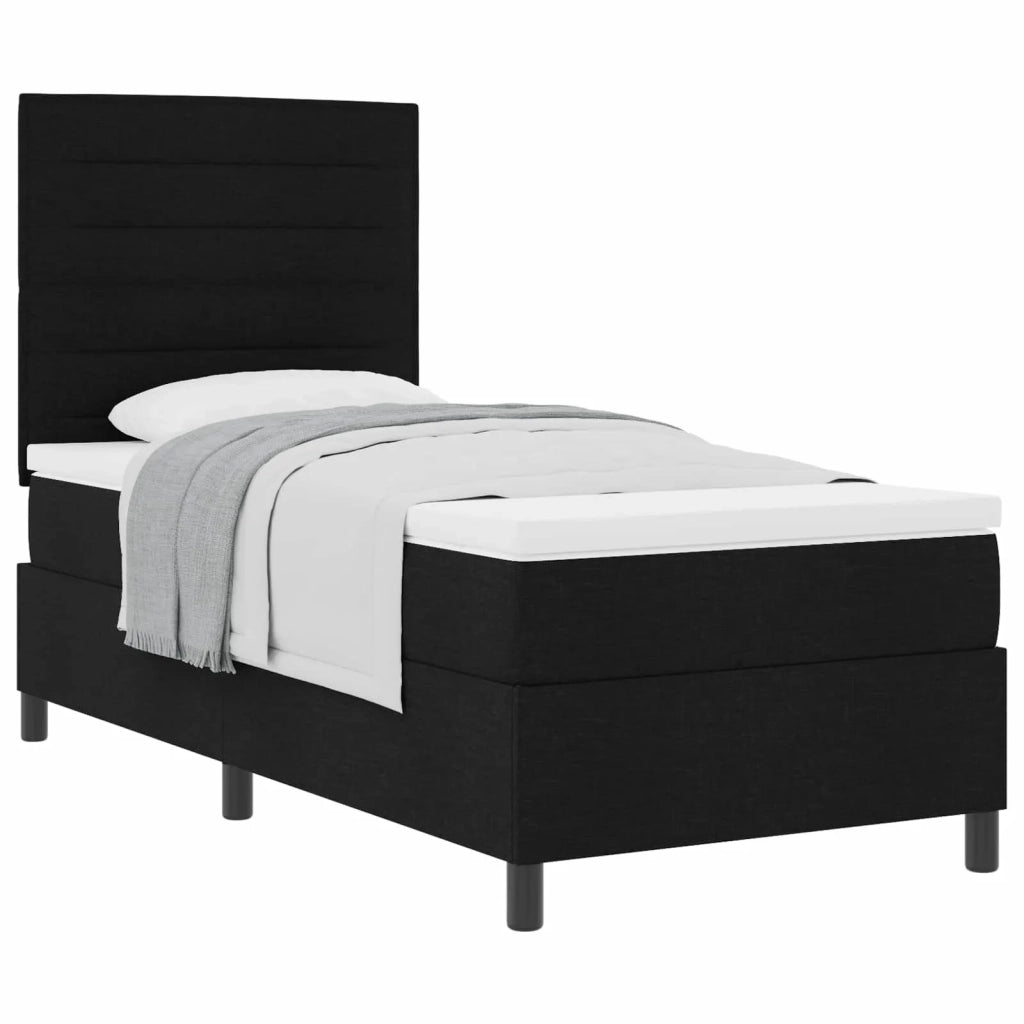 Letto a molle con materasso Nero 90 x 190 cm Tessuto 3339275