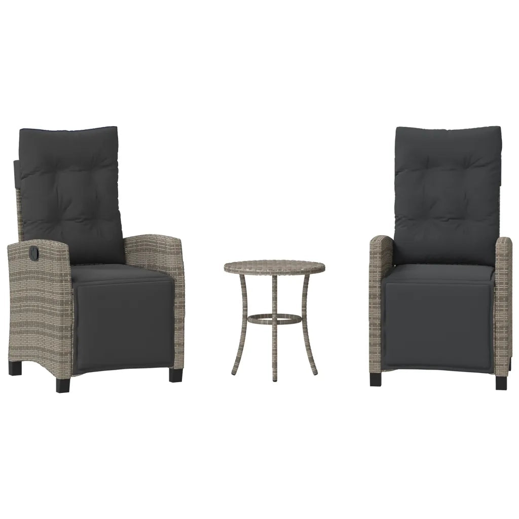 Set da Bistrò 3 pz con Cuscini Grigio in Polyrattan 365251