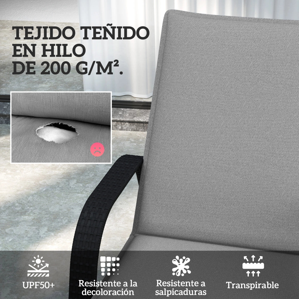 Cuscini per Lettini Giardino UV ¨C Minimal ¨C Grigio 193x58x6 cm