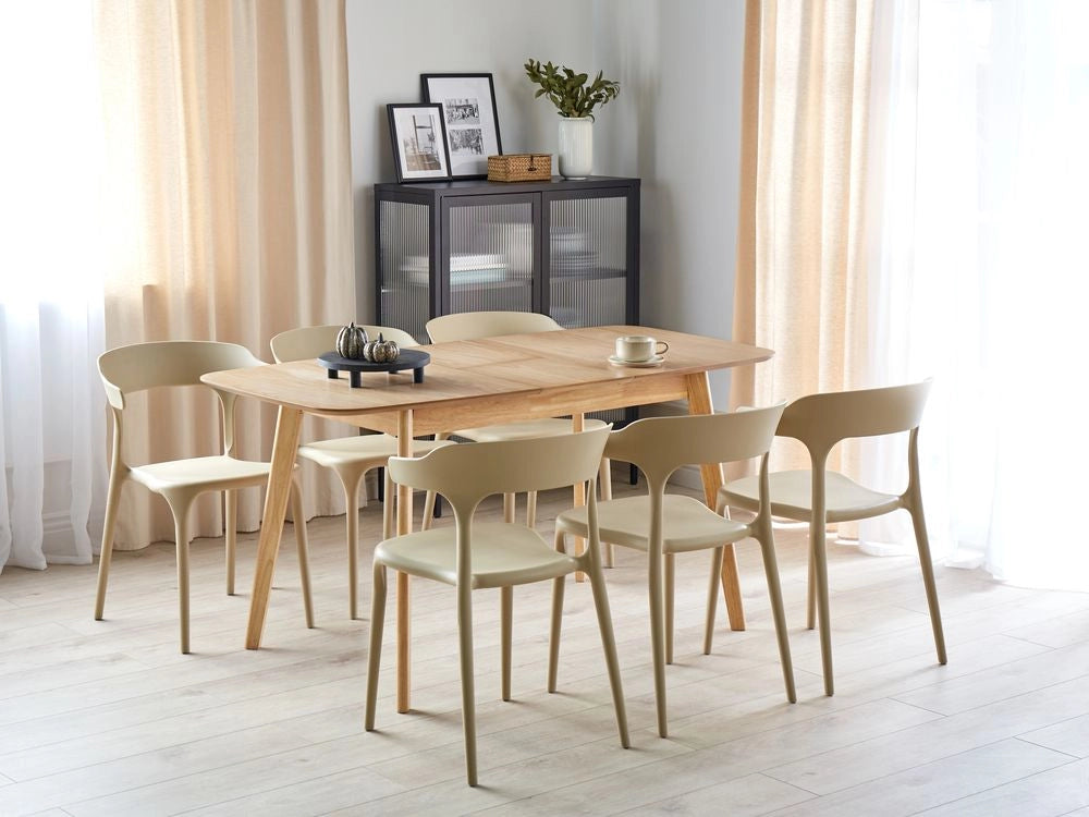 Tavolo da pranzo in legno di rovere chiaro 120/150 x 75 cm allungabile gambe in legno stile minimalista scandinavo