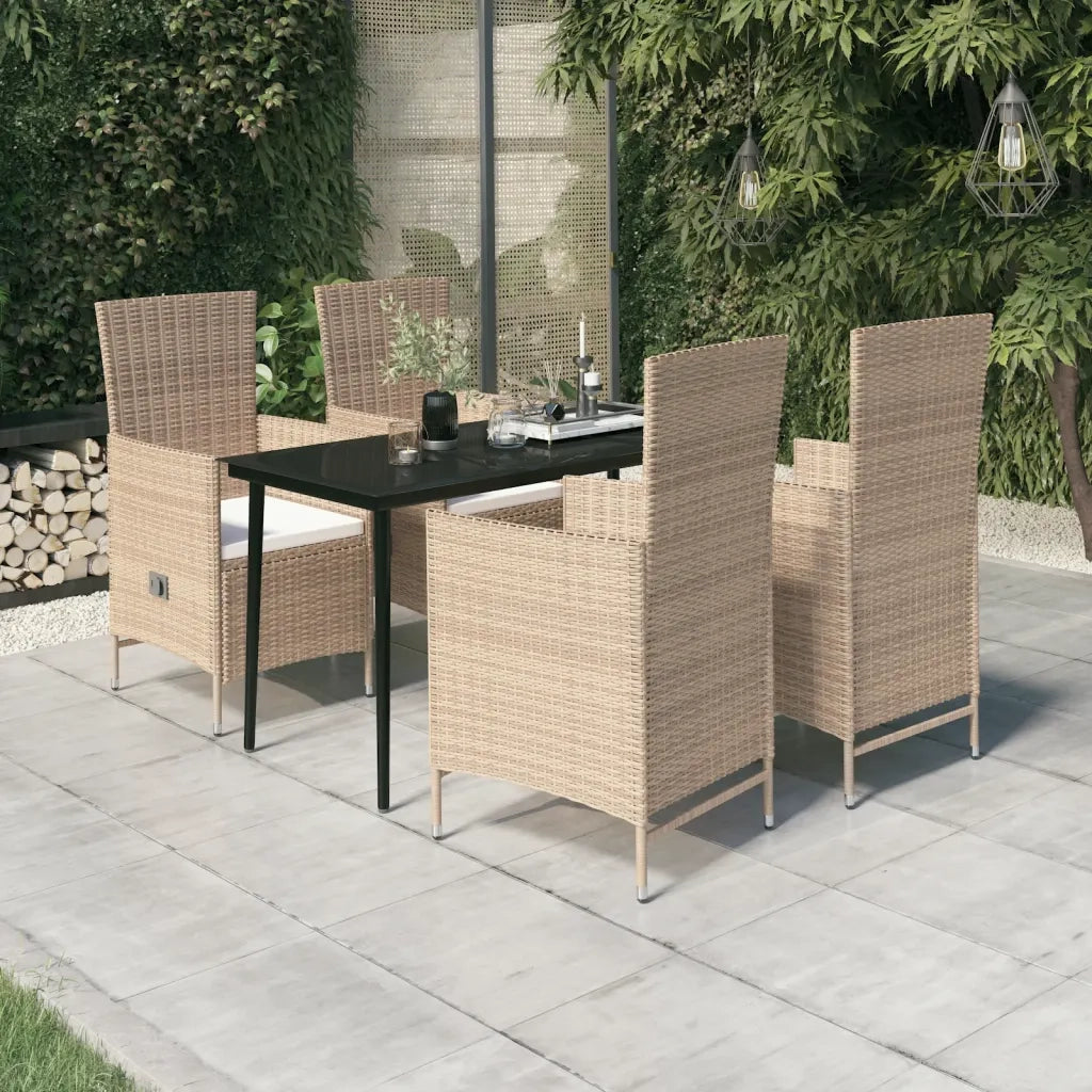 Set da Pranzo da Giardino 5 pz con Cuscini Beige 3099457