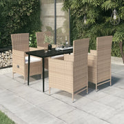Set da Pranzo da Giardino 5 pz con Cuscini Beige 3099457
