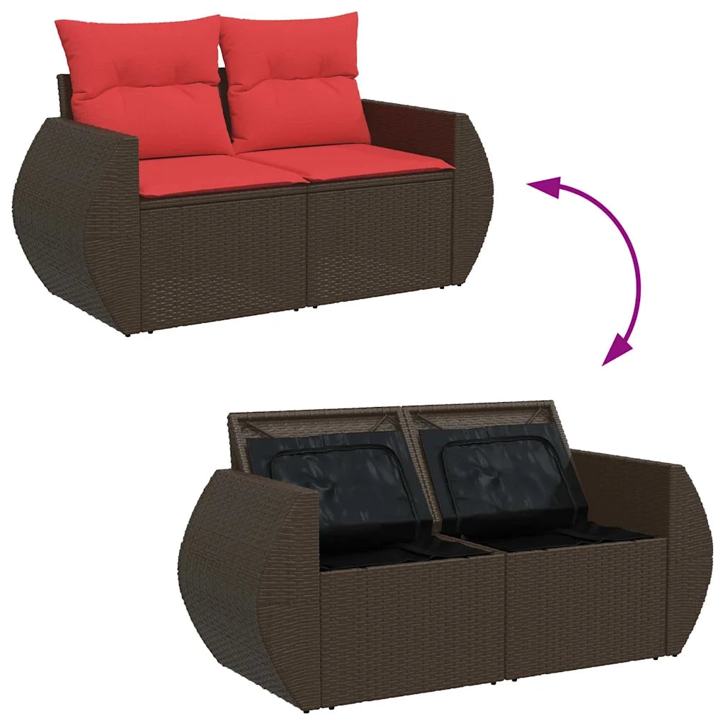 Set Divani da Giardino 9pz con Cuscini Marrone in Polyrattan 3325650